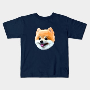 Pomeranian Mega Cute Cartoon Head Kids T-Shirt